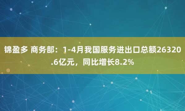 锦盈多 商务部：1-4月我国服务进出口总额26320.6亿元，同比增长8.2%