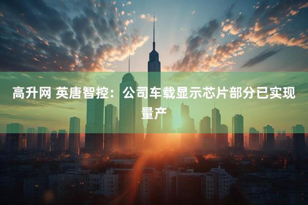 高升网 英唐智控：公司车载显示芯片部分已实现量产