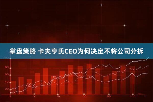 掌盘策略 卡夫亨氏CEO为何决定不将公司分拆