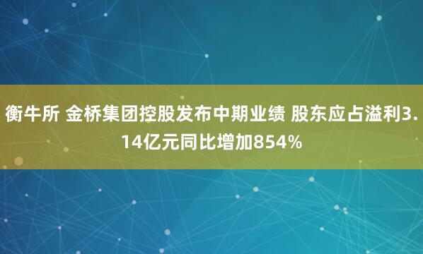 衡牛所 金桥集团控股发布中期业绩 股东应占溢利3.14亿元同比增加854%